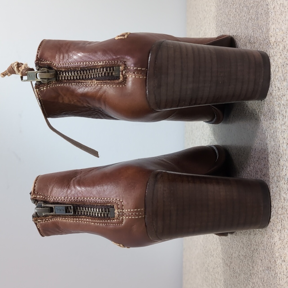 Bed Stu Onset Open Toe Bootie Boot, Brown Leather, Stacked Heel, Women 7.5 - Picture 4 of 16